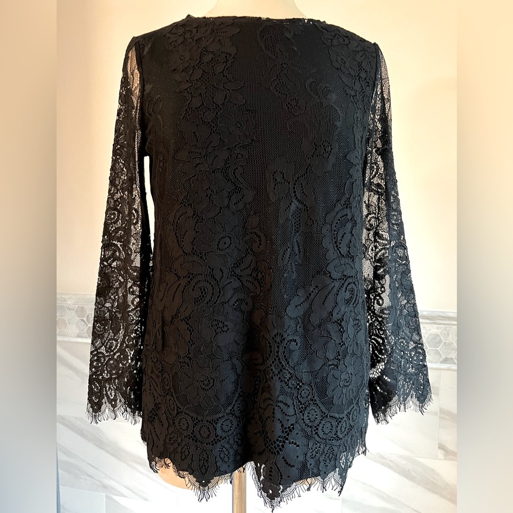 New Chico’s Lace Black Top Sz S